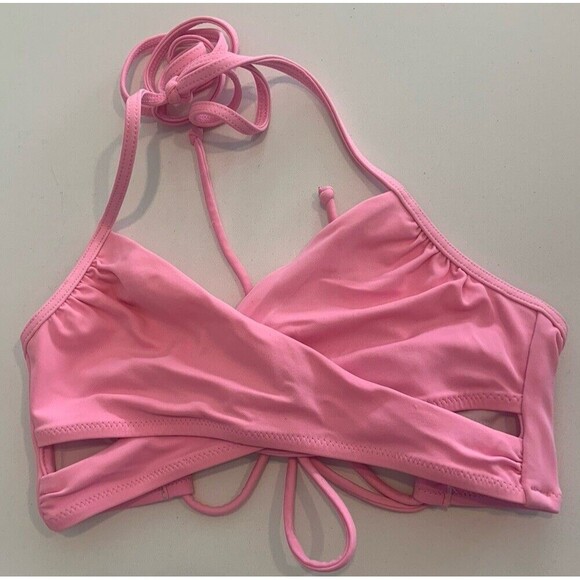 Victoria's Secret PINK Strappy Halter Wrap Bikini Swim Top Sz XS Light Pink - Picture 1 of 5